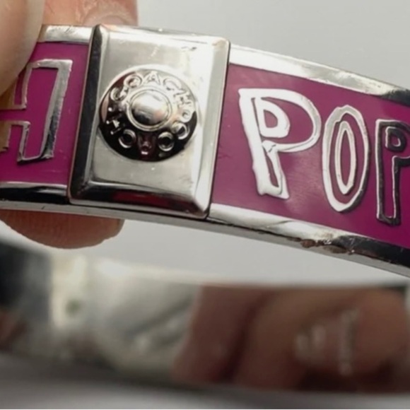 Coach Poppy Limited edition Fuschia and silver tone bangle bracelet  Rare 0162 - Picture 3 of 3